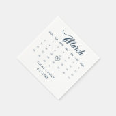 Serviette En Papier Calendrier de mars Mariage bleu foncé (Coin)