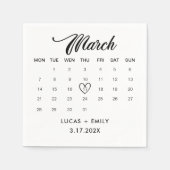 Serviette En Papier Calendrier de mars Mariage noir foncé (Devant)