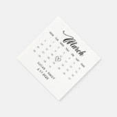 Serviette En Papier Calendrier de mars Mariage noir foncé (Coin)