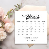 Serviette En Papier Calendrier de mars Mariage noir foncé