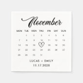 Serviette En Papier Calendrier de novembre Mariage noir foncé (Devant)
