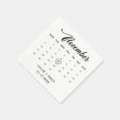 Serviette En Papier Calendrier de novembre Mariage noir foncé (Coin)