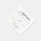 Serviette En Papier Calendrier de septembre Mariage bleu foncé (Coin)