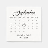 Serviette En Papier Calendrier de septembre Mariage noir foncé (Devant)