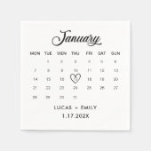 Serviette En Papier Calendrier Janvier Mariage noir foncé (Devant)