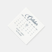 Serviette En Papier Calendrier octobre Mariage bleu foncé (Coin)