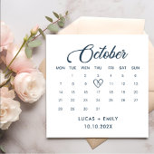 Serviette En Papier Calendrier octobre Mariage bleu foncé