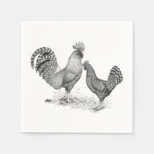 Serviette En Papier California Grey Rooster and Hen (Devant)