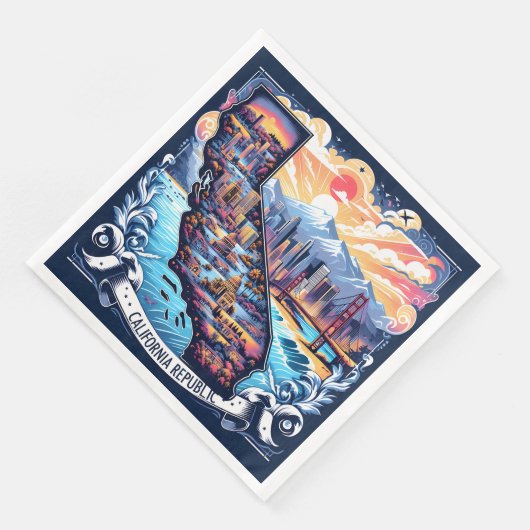 Serviette En Papier California Map Vector Art (Coin)