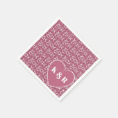 Serviette En Papier Câlins Bisous Initiales XOXO Rose Saint Valentin (Coin)