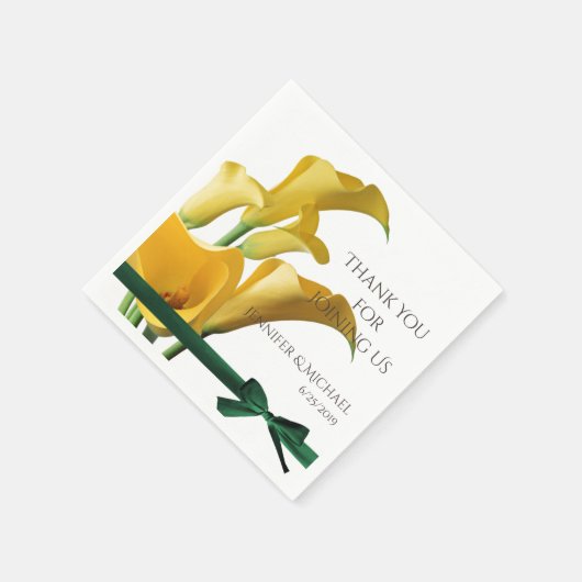 Serviette En Papier Calla Jaune Lys Mariage Élégant Serviettes Personn (Coin)