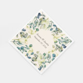 Serviette En Papier Calla Lily et Eucalyptus blancs (Coin)