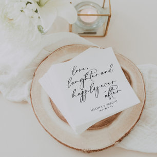 Serviette En Papier Calligraphie Aimer rire et heureux toujours après