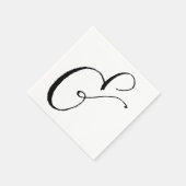 Serviette En Papier Calligraphie Ampersand Napkin, noir et blanc et (Coin)