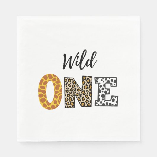 Serviette En Papier Calligraphie animale blanc sauvage (Devant)