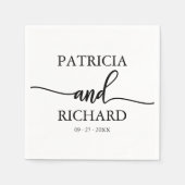 Serviette En Papier Calligraphie Chic Mariage noir et blanc (Devant)