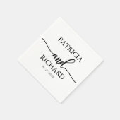 Serviette En Papier Calligraphie Chic Mariage noir et blanc (Coin)