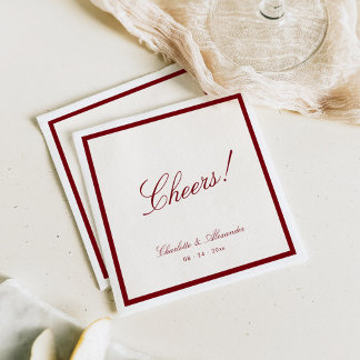 Serviette En Papier Calligraphie Classique Argent Ancien Rouge Foncé M