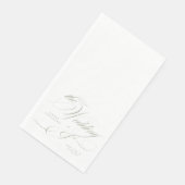 Serviette En Papier Calligraphie classique élégante Sage Mariage vert (Coin)