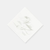 Serviette En Papier Calligraphie classique élégante Sage Mariage vert (Coin)