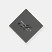 Serviette En Papier Calligraphie classique Monogramme Mariage gris (Coin)