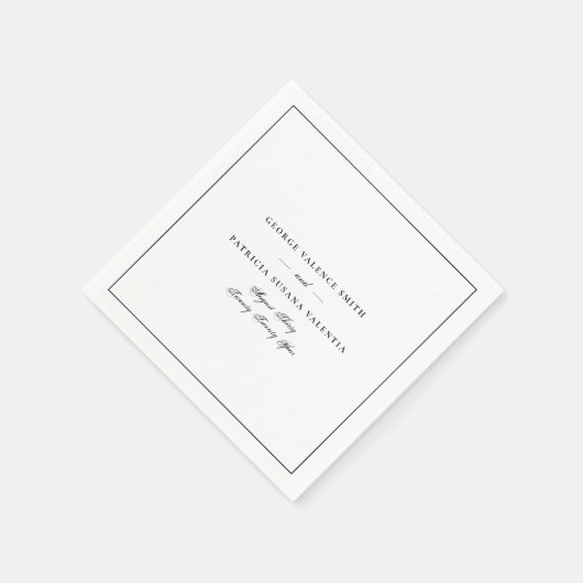 Serviette En Papier Calligraphie classique noire et blanche Mariage en (Coin)