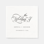 Serviette En Papier Calligraphie classique romantique Mariage noir et  (Devant)