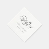 Serviette En Papier Calligraphie classique romantique Mariage noir et  (Coin)