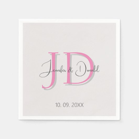 Serviette En Papier Calligraphie classique tendance monogramme (Devant)