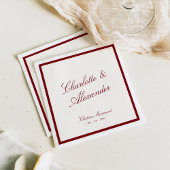 Serviette En Papier Calligraphie classique Vieux argent Mariage rouge