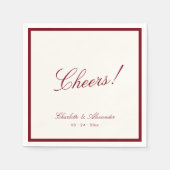 Serviette En Papier Calligraphie classique Vieux argent Mariage rouge  (Devant)