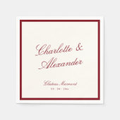 Serviette En Papier Calligraphie classique Vieux argent Mariage rouge  (Devant)