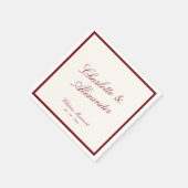 Serviette En Papier Calligraphie classique Vieux argent Mariage rouge  (Coin)