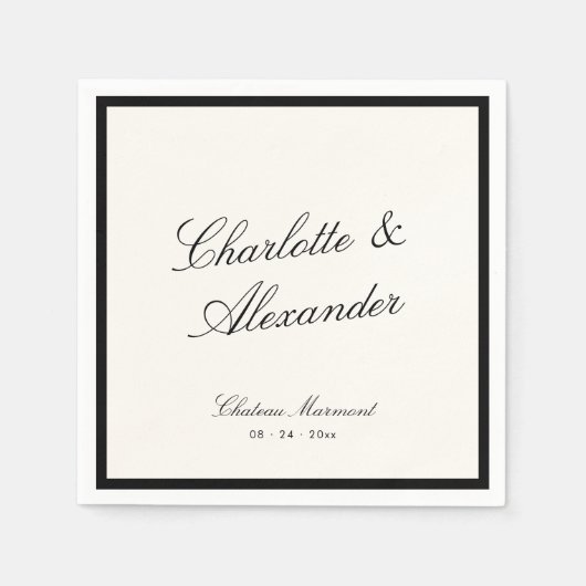 Serviette En Papier Calligraphie classique Vieux Mariage d'argent (Devant)