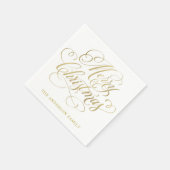 Serviette En Papier Calligraphie d'or classique Noël personnalisé (Coin)