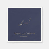 Serviette En Papier Calligraphie d'or romantique "Bravo" Navy Blue (Devant)