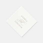 Serviette En Papier Calligraphie d'or romantique Mariage florissant Na (Coin)