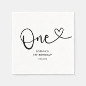 Serviette En Papier Calligraphie d'un coeur 1er anniversaire (Devant)