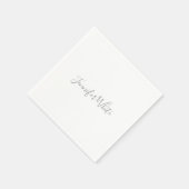 Serviette En Papier Calligraphie Élégant Gris rétro Gris Blanc Nom (Coin)