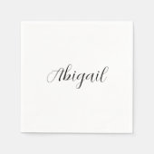 Serviette En Papier Calligraphie Elégant Noir Blanc Plaine Nom simple (Devant)