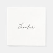 Serviette En Papier Calligraphie Elégant Noir Blanc Plaine Nom simple (Devant)