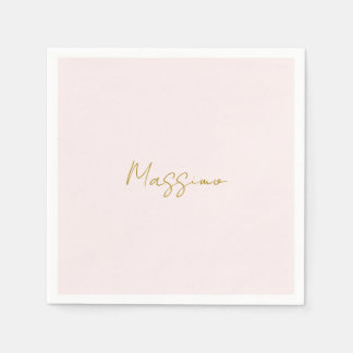 Serviette En Papier Calligraphie élégante de couleur or et pastel Nom