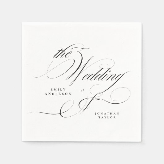 Serviette En Papier Calligraphie élégante formelle Mariage de Cravate (Devant)