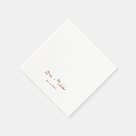 Serviette En Papier Calligraphie en terre cuite minimale Mariage de sc (Coin)
