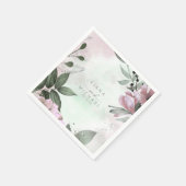Serviette En Papier Calligraphie Floral Mariage Mauve ID771 (Coin)