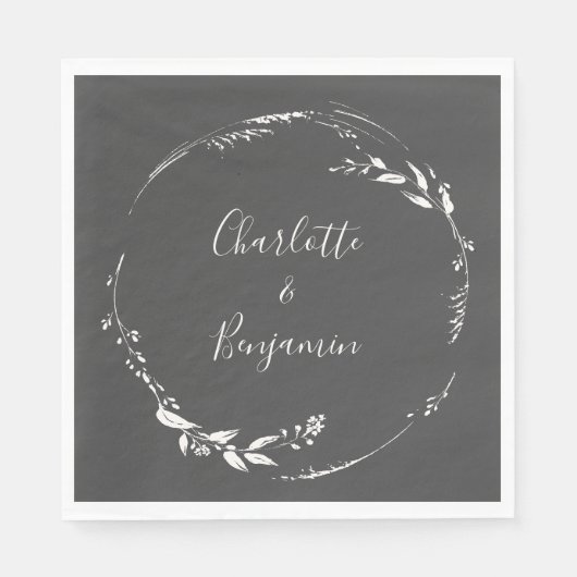 Serviette En Papier Calligraphie florale noire poussiéreuse Personnali (Devant)