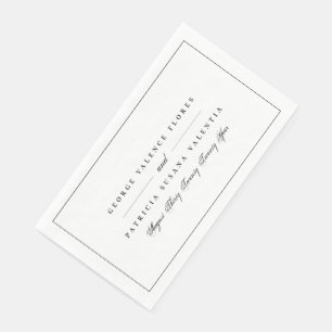 Serviette En Papier Calligraphie Formelle Noire Blanche Élégante encad