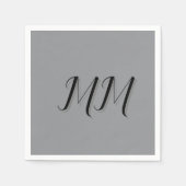 Serviette En Papier Calligraphie gris-noir monogramme (Devant)
