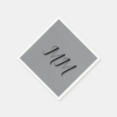 Serviette En Papier Calligraphie gris-noir monogramme (Coin)