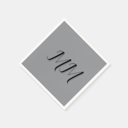 Serviette En Papier Calligraphie gris-noir monogramme (Coin)